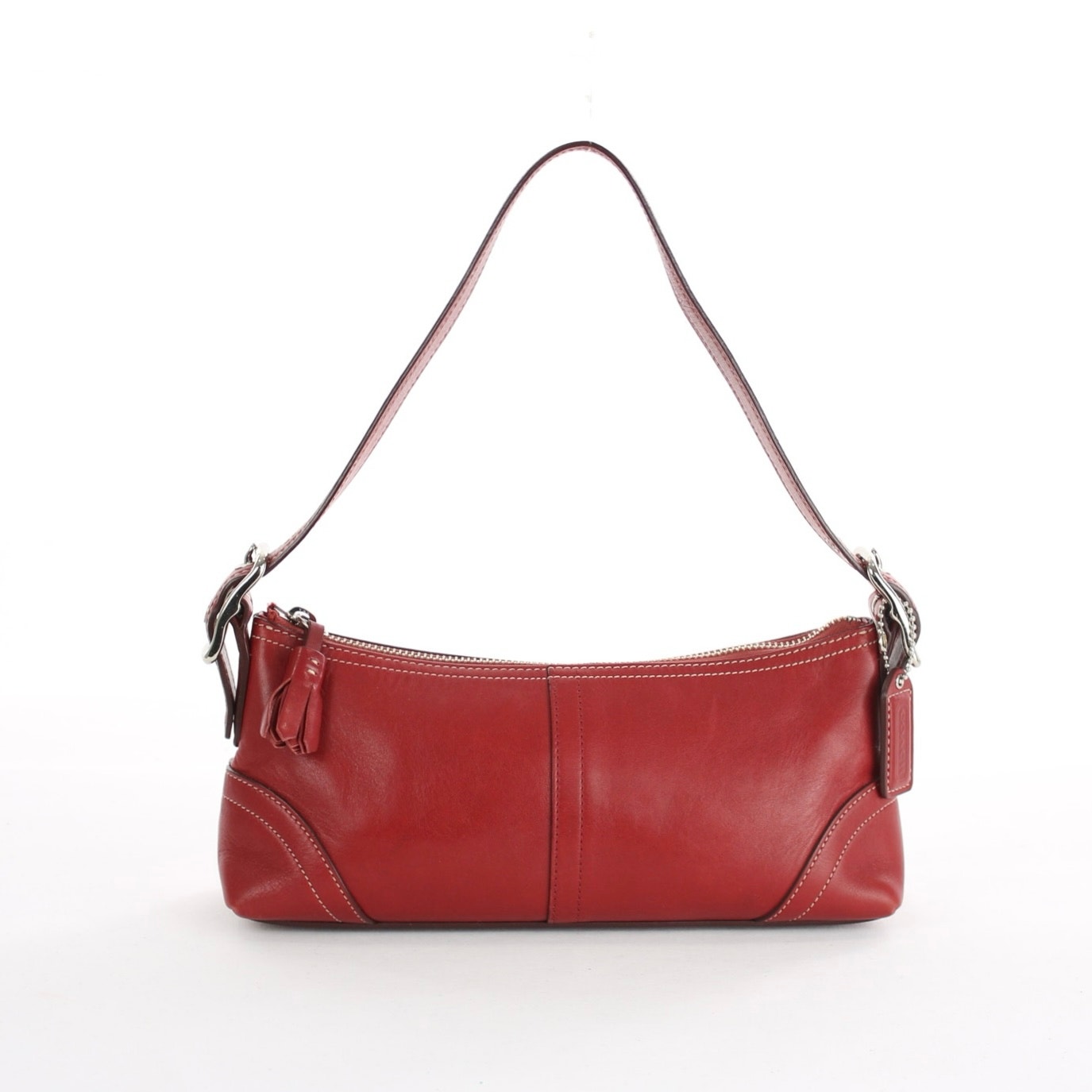 Coach Vintage Y2k Red Leather Baguette Shoulder Bag